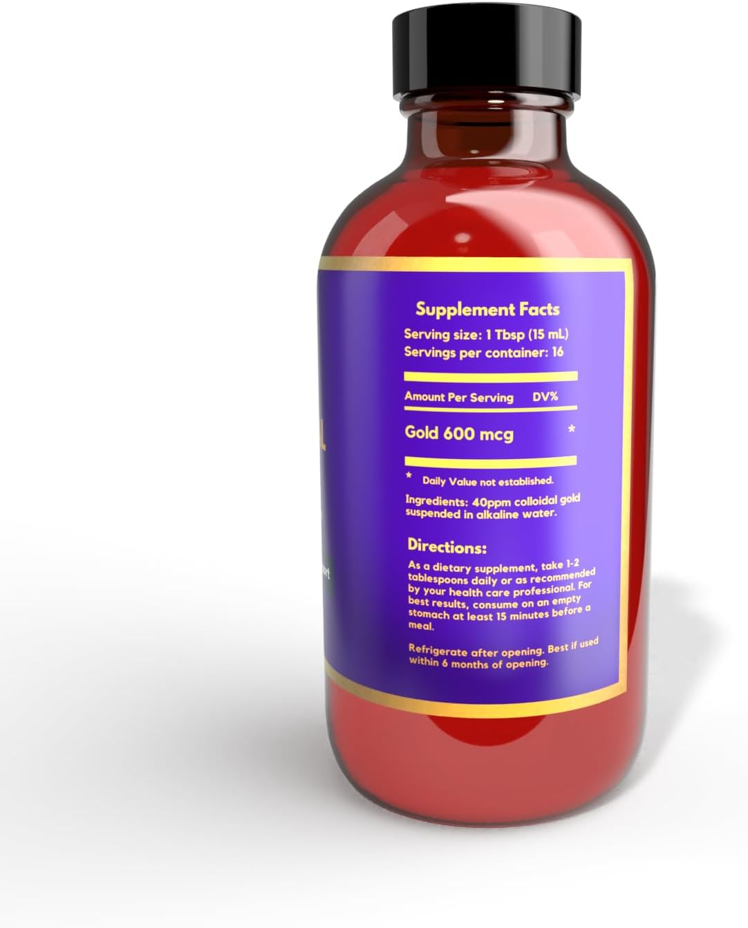 Earth Clinic ® 2X Concentrated Colloidal Gold 40 ppm - 8 fl oz Amber Bottle for Improved Brain Health and Cognitive Function