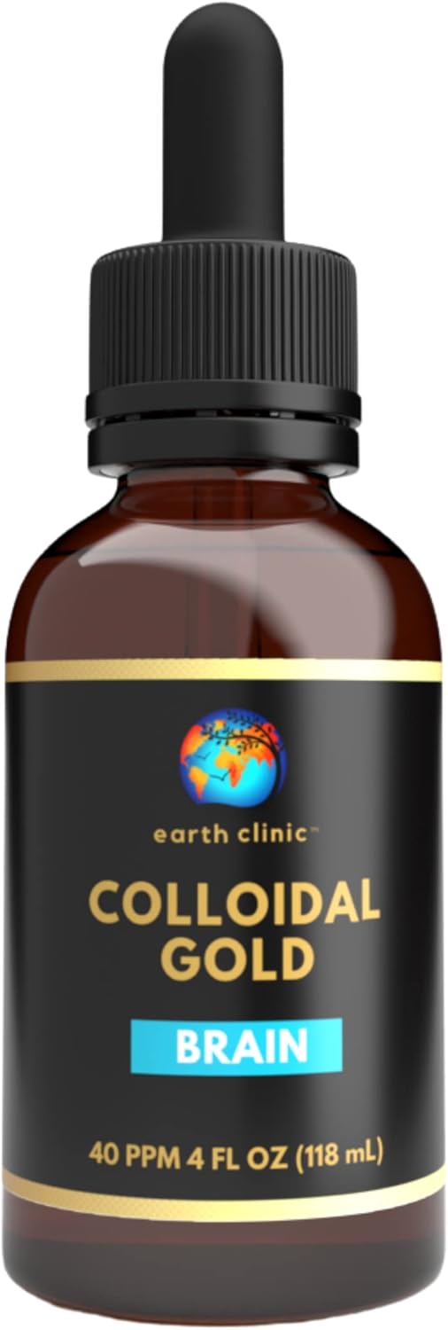 Earth Clinic ® Colloidal Gold - 4 oz Dropper Bottle, 40 PPM Double Potency for Enhanced Brain Health & Cognitive Support