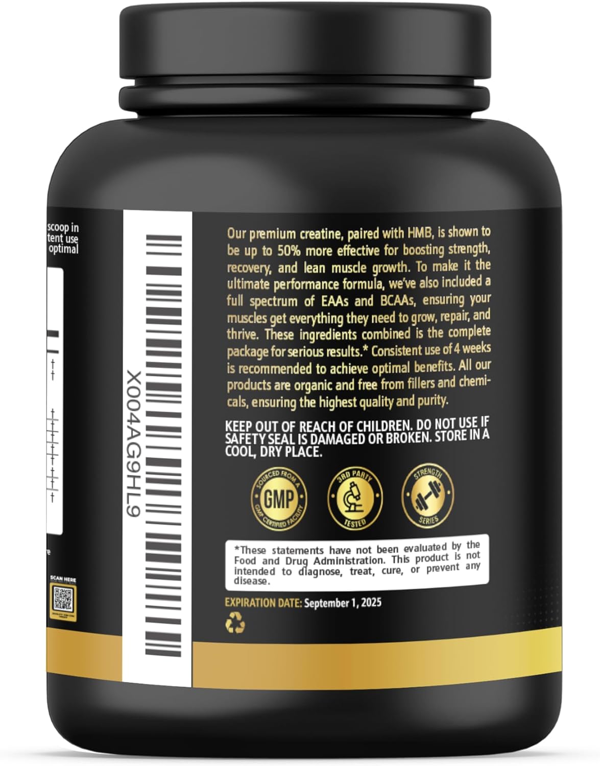 Earth Elixir Creatine HMB Supplement with Essential Amino Acids Powder for Muscle Growth and Recovery