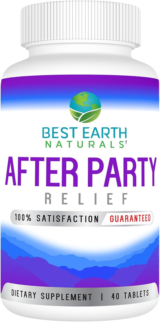 Earth Naturals After Party Supplement - Recovery for Better Mornings - B Vitamins, Guarana Seed Extract, L-tyrosine - 40 Count