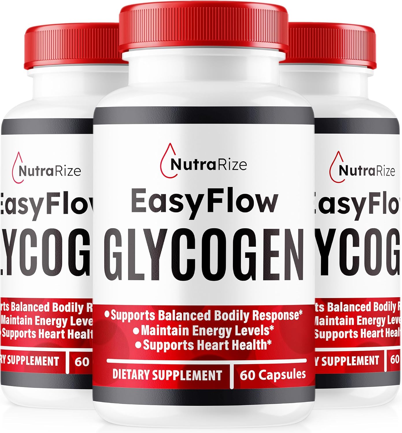EasyFlow Glycogen Support Capsules - NutraRize (3 Pack) for Optimized Glycogen Levels & Detox Cleanse - 180 Capsules