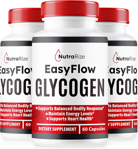 EasyFlow Glycogen Support Capsules - NutraRize (3 Pack) for Optimized Glycogen Levels & Detox Cleanse - 180 Capsules
