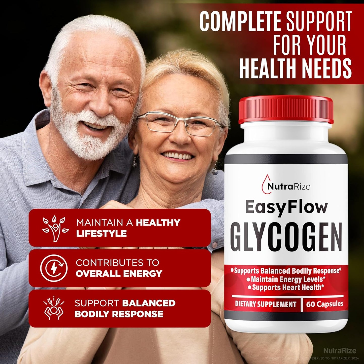 EasyFlow Glycogen Support Capsules - NutraRize (3 Pack) for Optimized Glycogen Levels & Detox Cleanse - 180 Capsules