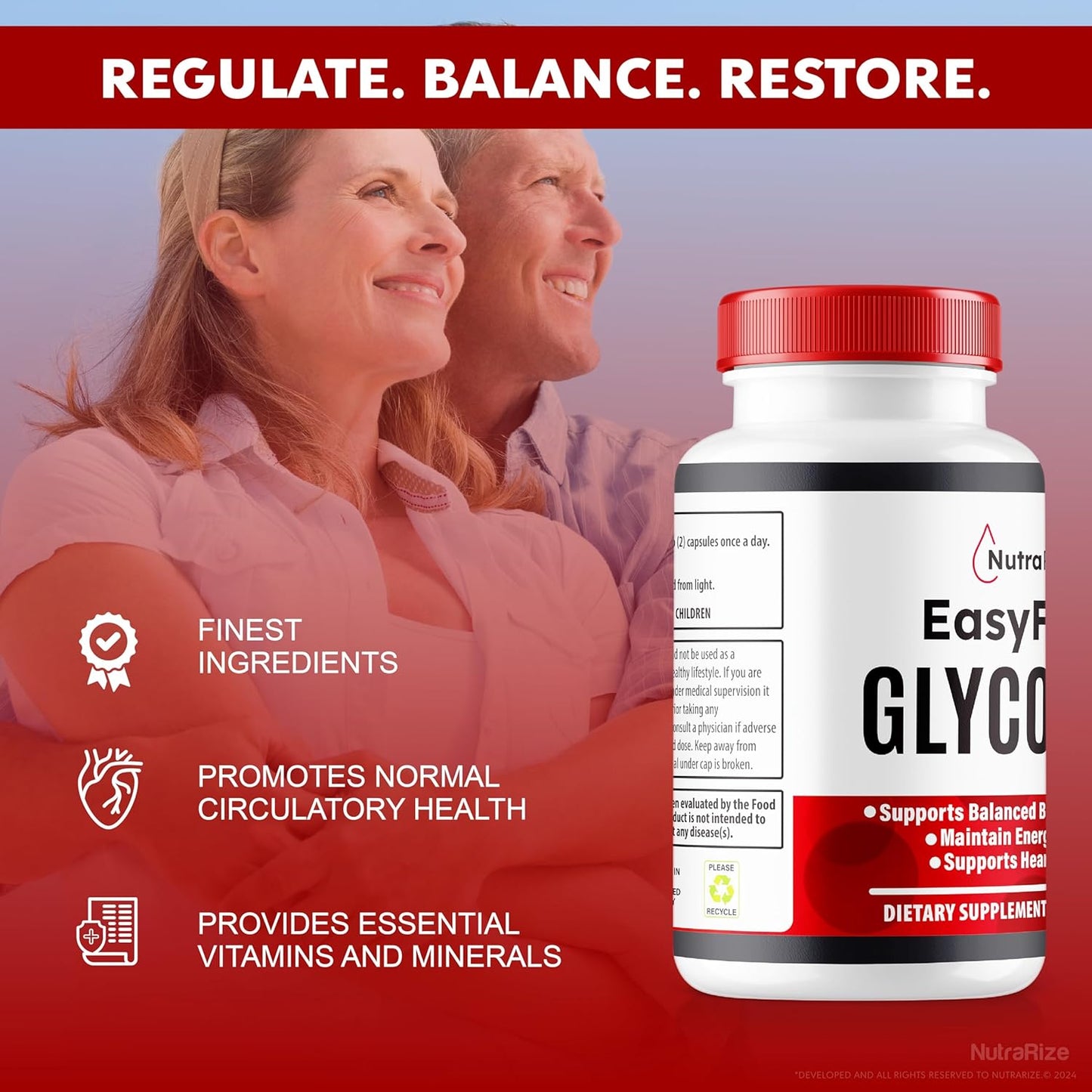 EasyFlow Glycogen Support Capsules - NutraRize (3 Pack) for Optimized Glycogen Levels & Detox Cleanse - 180 Capsules