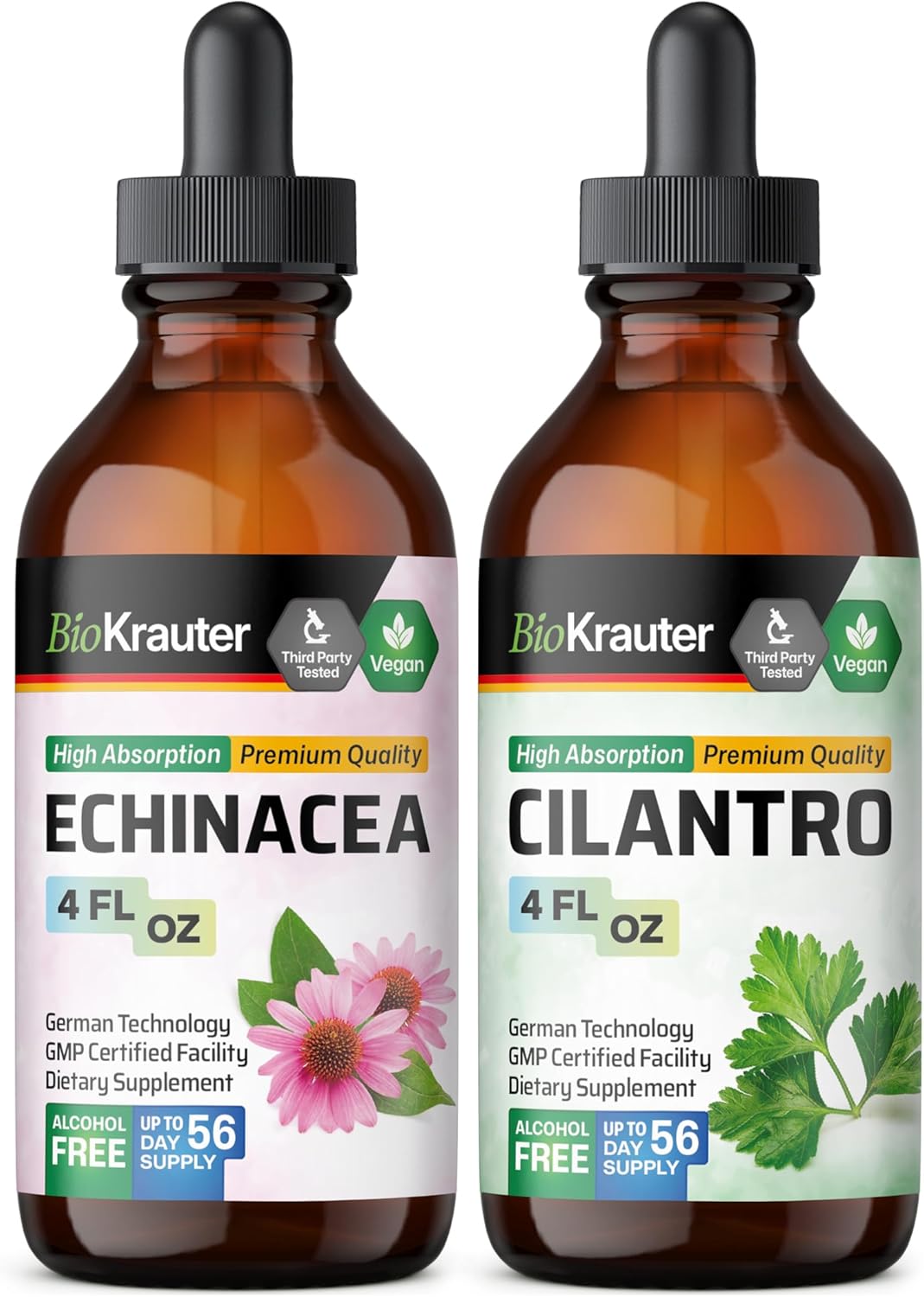 Echinacea and Cilantro Tincture Bundle - 4 Fl. Oz. each