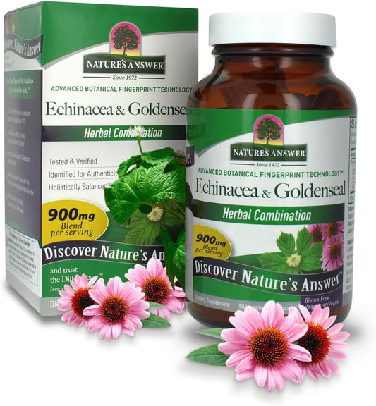 Echinacea & Goldenseal Dietary Supplement | Immune System Support | Non-GMO & Kosher | 90 Vegetarian Capsules
