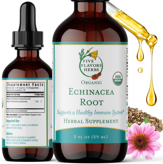Echinacea Root Tincture - Immune System Support for Bites, Stings & Wounds - Herbal Supplement - 2 Fl Oz