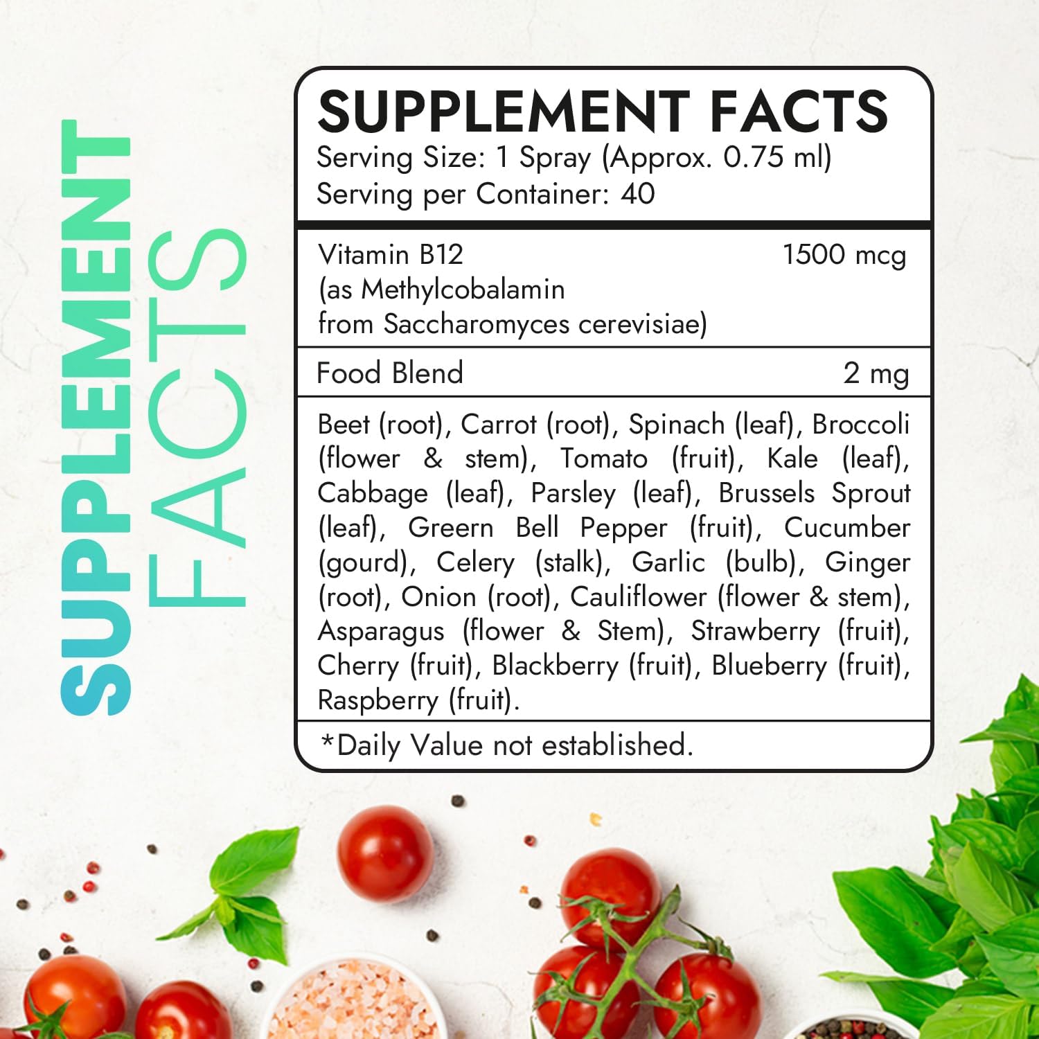EchoHeals CEUTICALS Vitamin B12 Liquid Spray - 1500 mcg per Spray - Vegan Energy Support - Gluten Free - Raspberry Flavor - 40 Sprays - 1 fl Oz