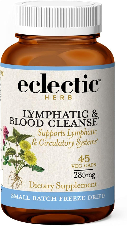 Eclectic Institute Freeze Dried Herb Cleanse Capsules - 45 Count | Lymphatic & Blood Support with Whole Herbs