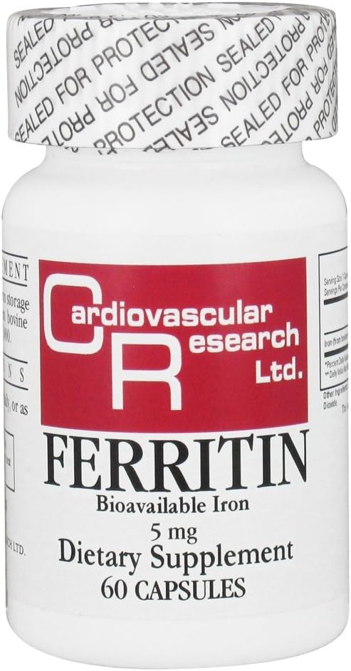 Ecological Formulas/Cardio Research Ferritin 60c - High-Quality Iron Supplement for Heart Health and Energy Boost