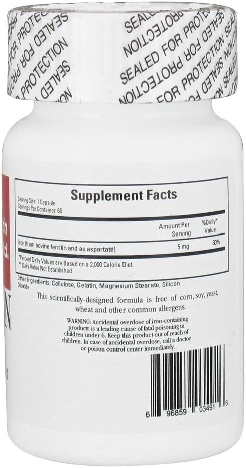 Ecological Formulas/Cardio Research Ferritin 60c - High-Quality Iron Supplement for Heart Health and Energy Boost