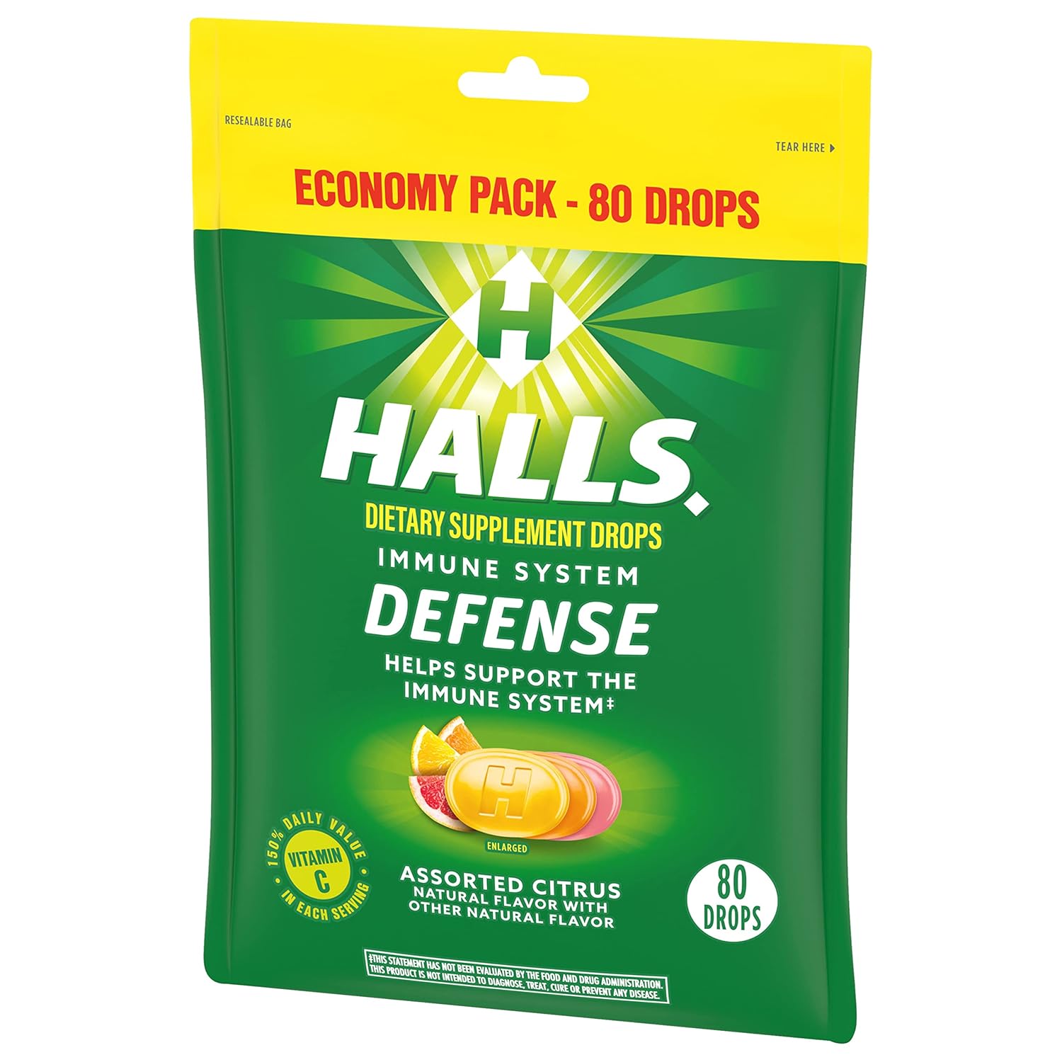 Economy Pack of HALLS Defense Assorted Citrus Vitamin C Drops - 960 Total Drops, Dietary Supplement Drops