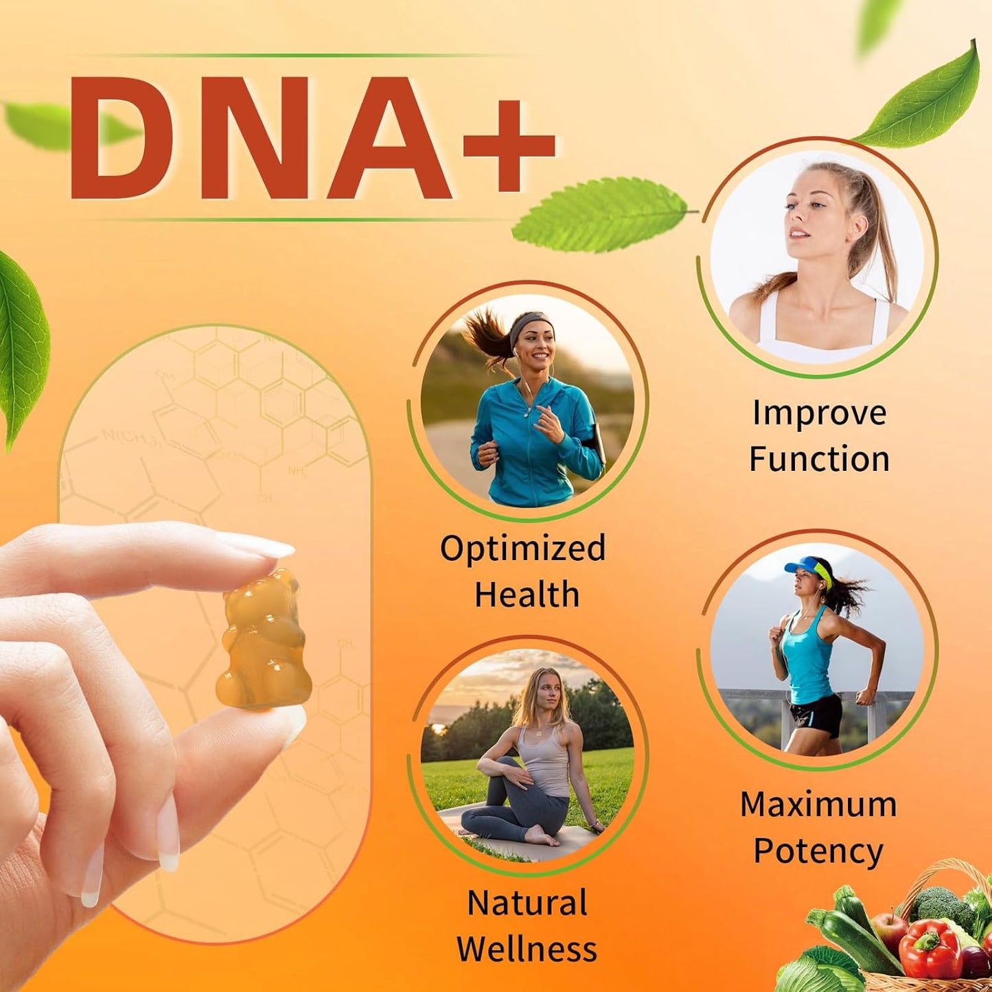 Efficient NAD+ Gummies Supplement for Aging Defense - Max Absorption, Support Cellular Health, Stamina, Energy, DNA Repair - 60 Servings