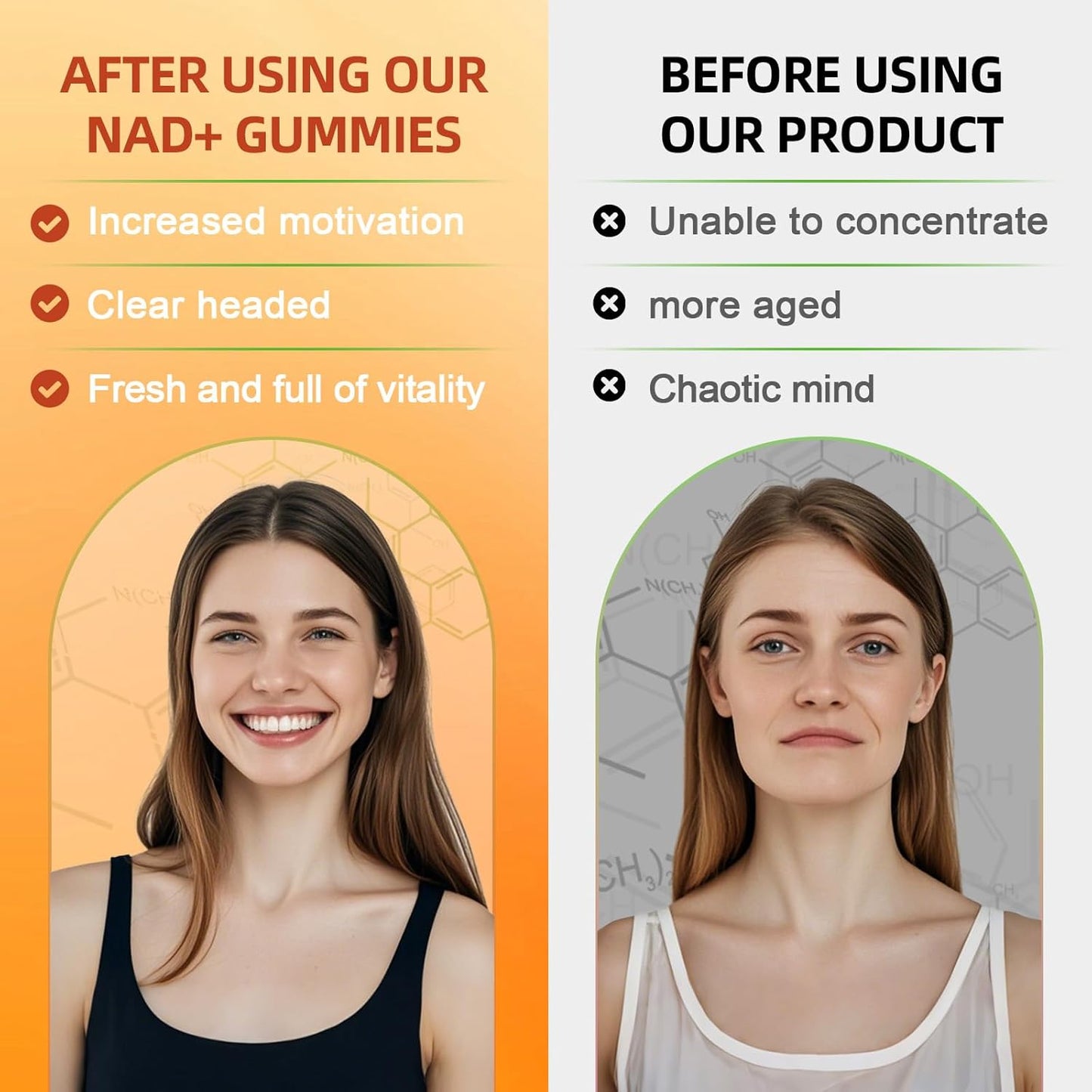 Efficient NAD+ Gummies Supplement for Aging Defense - Max Absorption, Support Cellular Health, Stamina, Energy, DNA Repair - 60 Servings