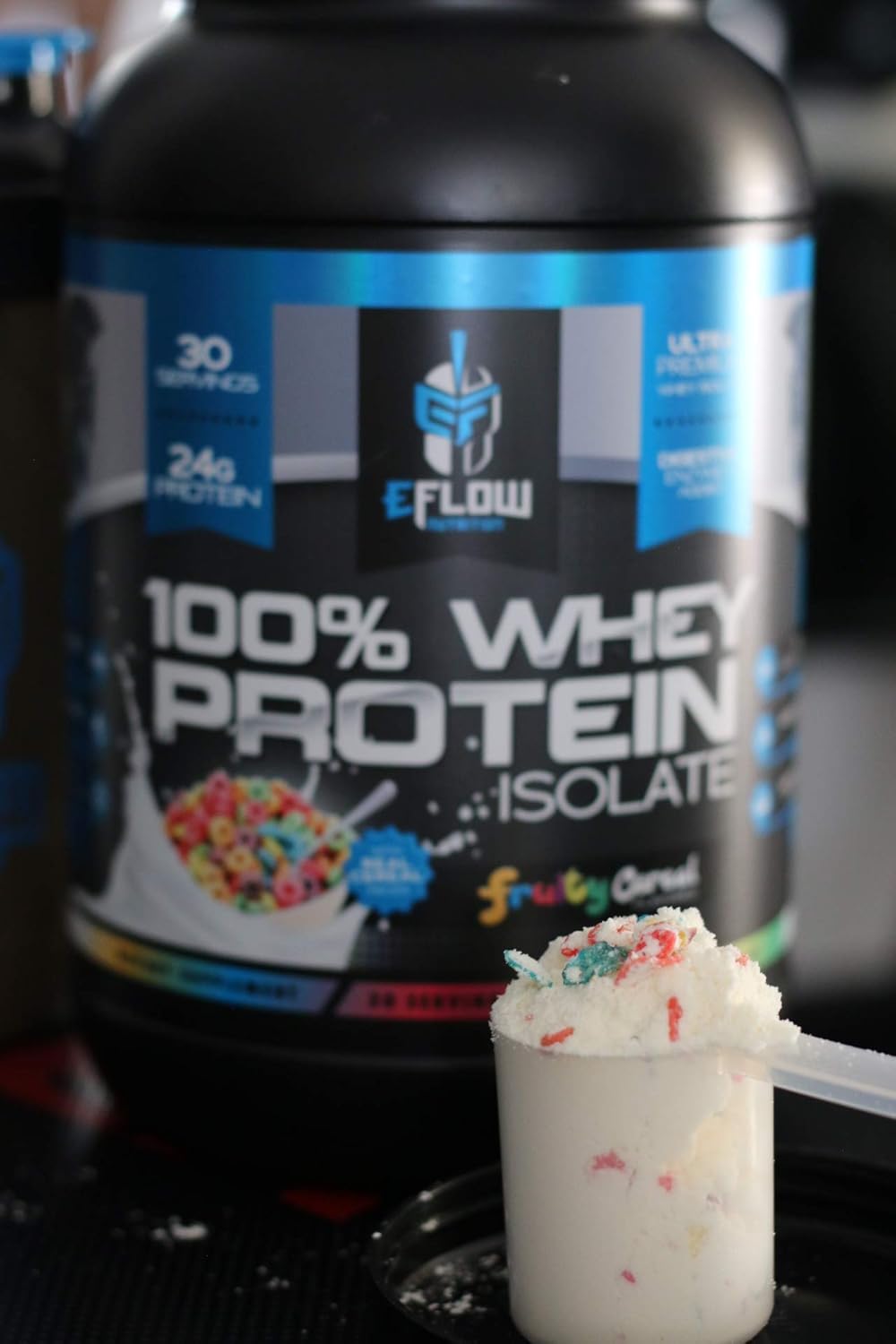 eFlow Nutrition Whey Protein Isolate with Digestive Enzymes - Gluten & Lactose-Free, Low Carb Post Workout Shake - Muscle Recovery - Fruity Cereal Flavor (26 Servings)