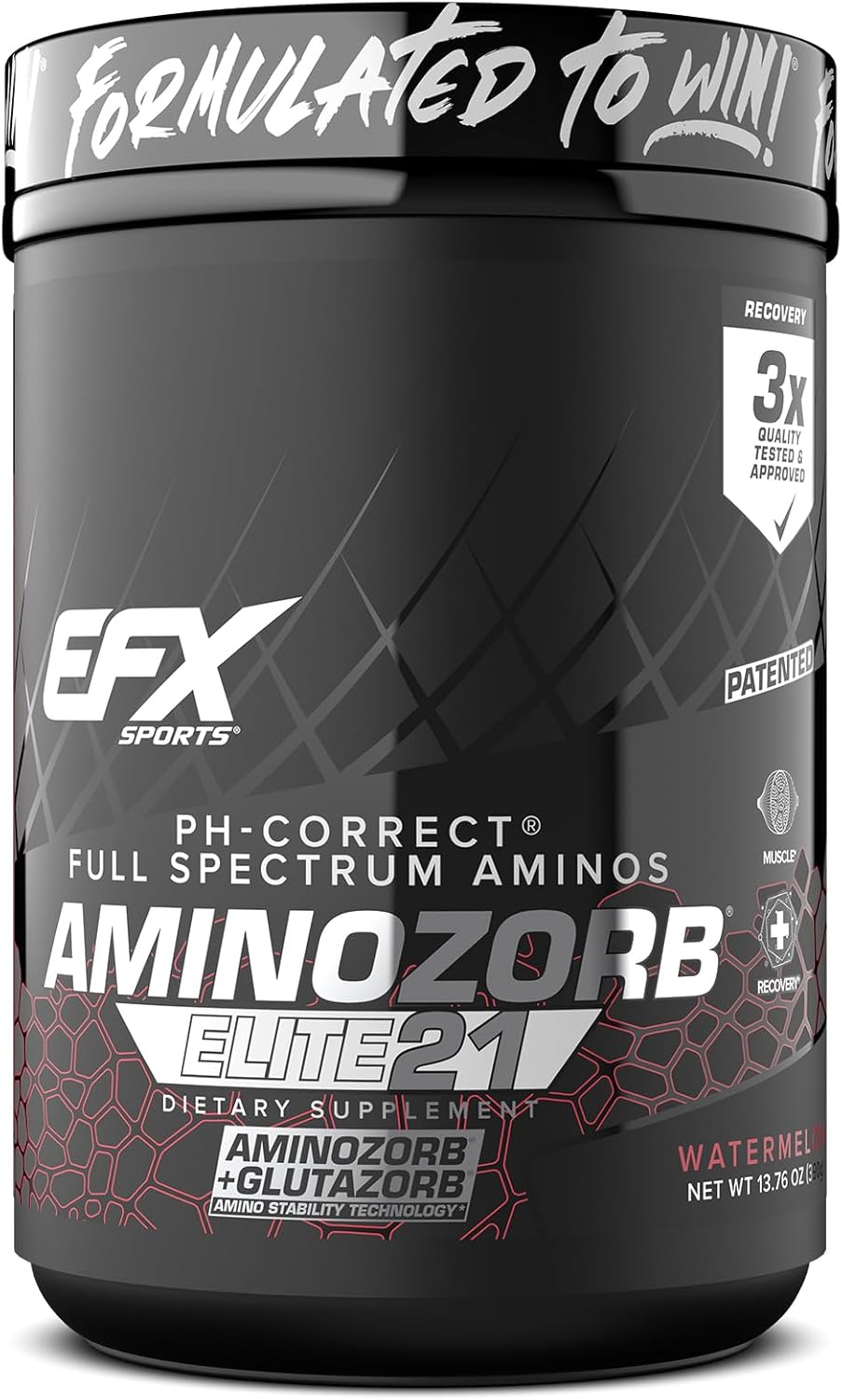 EFX Sports Aminozorb Elite 21 - Full Spectrum Amino Acids & Glutamine - Zero Sugar - Watermelon Flavor - 30 Servings
