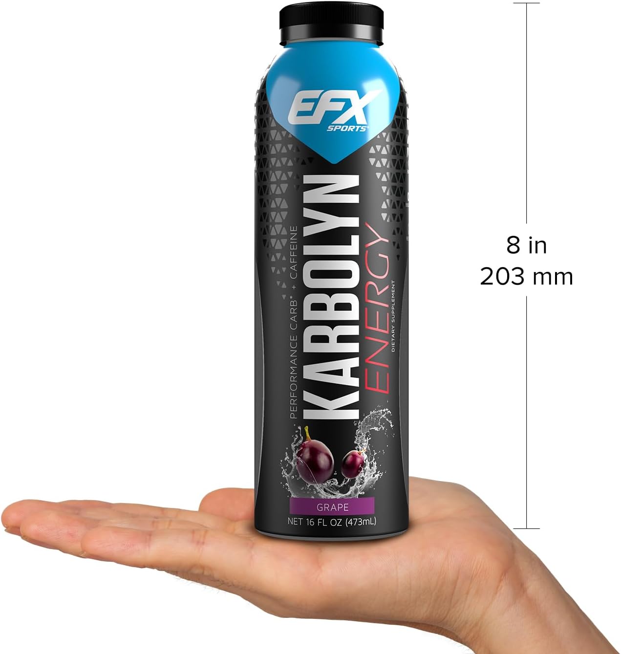 EFX Sports Karbolyn Energy Drink - Sugar-Free Pre, Intra, Post Workout Carb Drink - 250mg Caffeine - Grape Flavor - 12 Pack