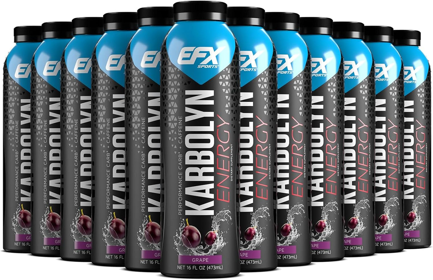 EFX Sports Karbolyn Energy Drink | Sugar-Free Carbohydrate Drink for Pre, Intra, Post Workout | 250mg Caffeine | Grape Flavor | 12 Pack