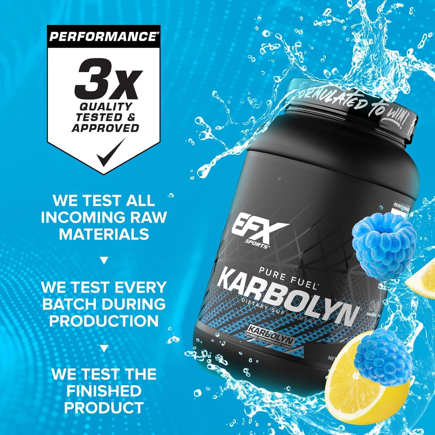 EFX Sports Karbolyn Fuel - Blueberry Lemonade Carb Powder for Energy & Recovery - 36 Servings