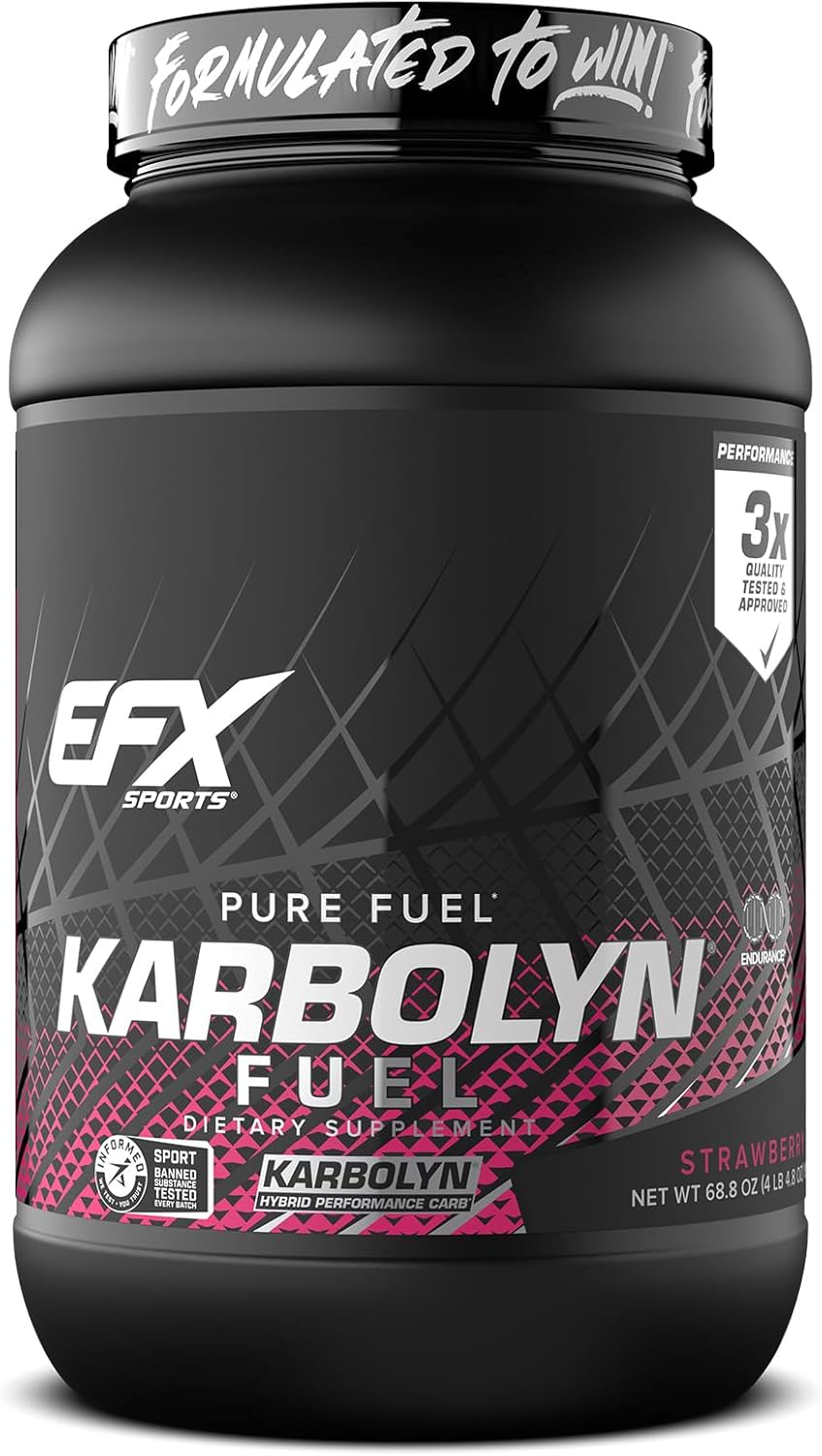 EFX Sports Karbolyn Fuel - Fast-Absorbing Carbohydrate Powder for Carb Loading and Sustained Energy - Strawberry Flavor - 35 Servings