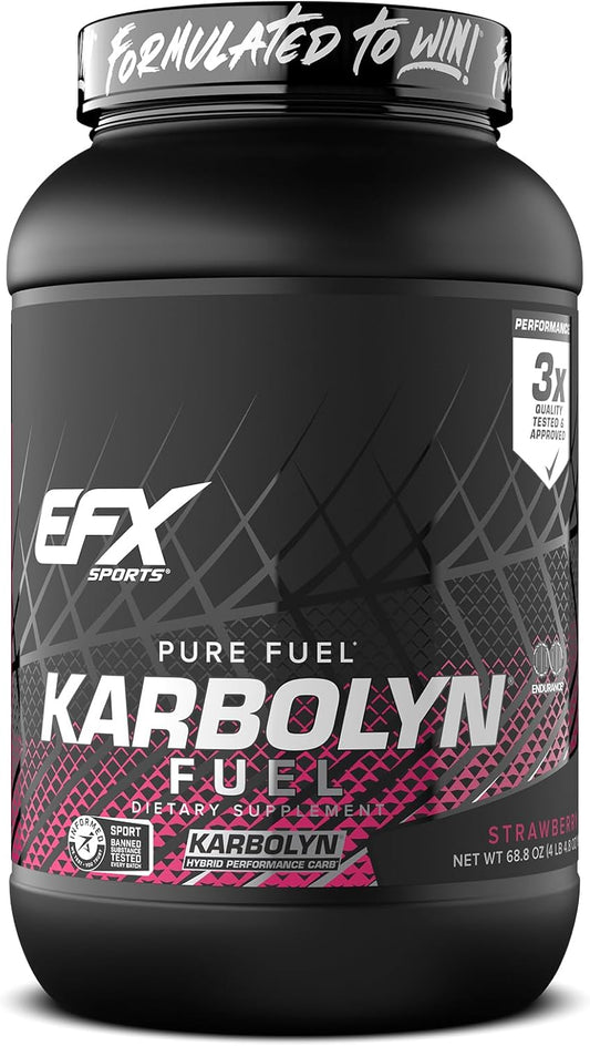 EFX Sports Karbolyn Fuel - Fast-Absorbing Carbohydrate Powder for Carb Loading and Sustained Energy - Strawberry Flavor - 35 Servings