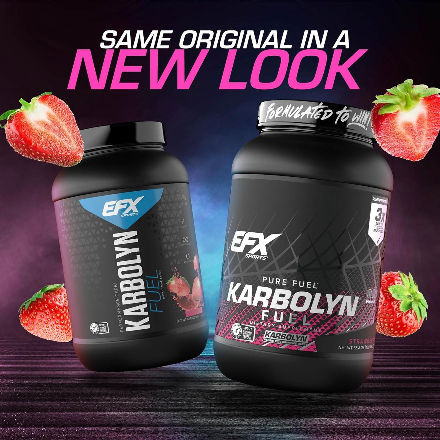 EFX Sports Karbolyn Fuel - Fast-Absorbing Carbohydrate Powder for Carb Loading and Sustained Energy - Strawberry Flavor - 35 Servings