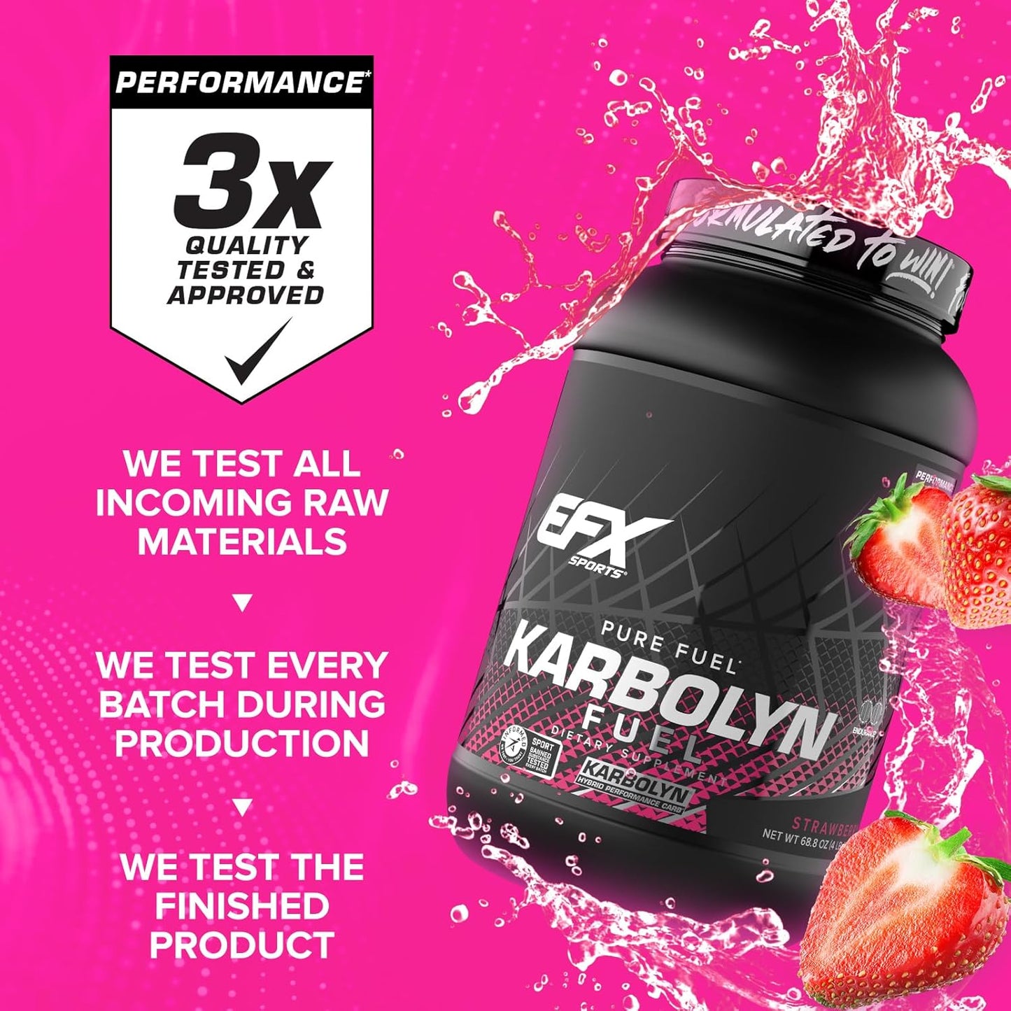 EFX Sports Karbolyn Fuel - Fast-Absorbing Carbohydrate Powder for Carb Loading and Sustained Energy - Strawberry Flavor - 35 Servings