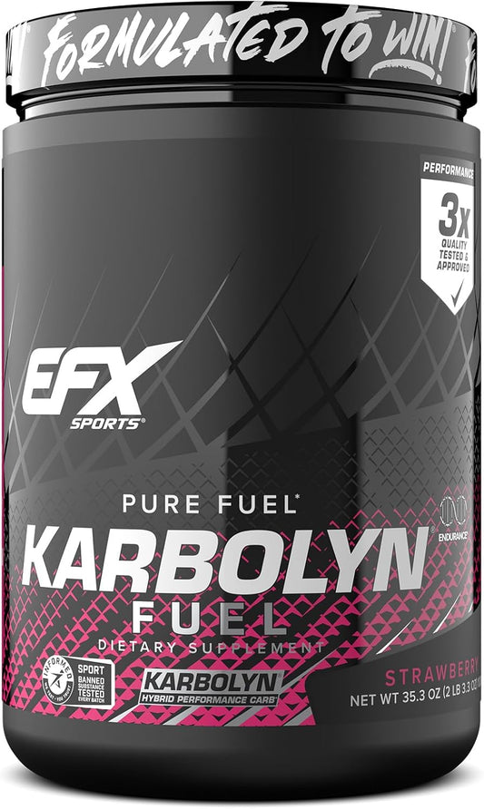 EFX Sports Karbolyn Fuel - Strawberry Flavor | Fast-Absorbing Carbohydrate Powder for Carb Loading, Energy, and Recovery | Stimulant-Free Formula | 18 Servings
