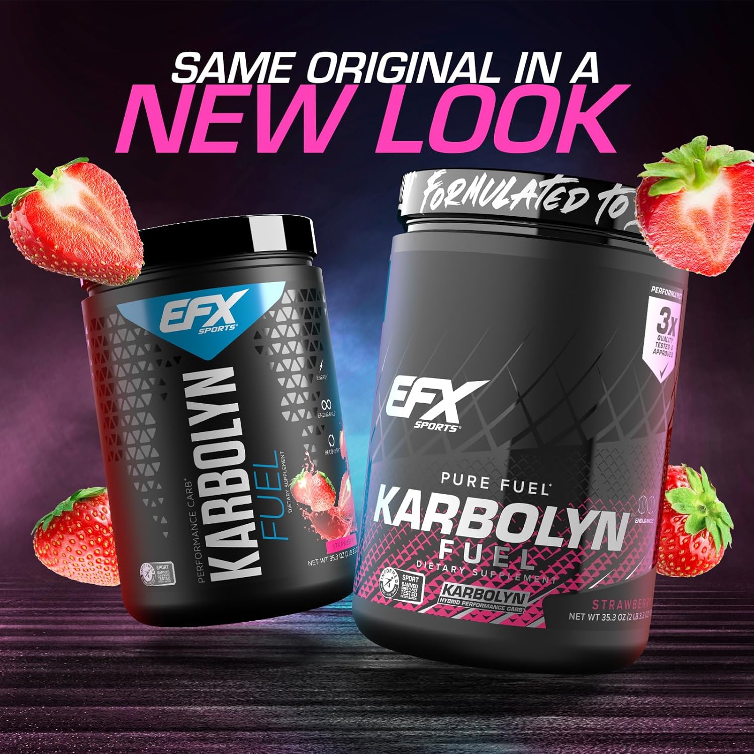 EFX Sports Karbolyn Fuel - Strawberry Flavor | Fast-Absorbing Carbohydrate Powder for Carb Loading, Energy, and Recovery | Stimulant-Free Formula | 18 Servings