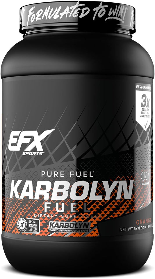 EFX Sports Karbolyn Fuel Carbohydrate Powder - Fast Absorption, Sustained Energy, Quick Recovery - Orange Flavor, 35 Servings