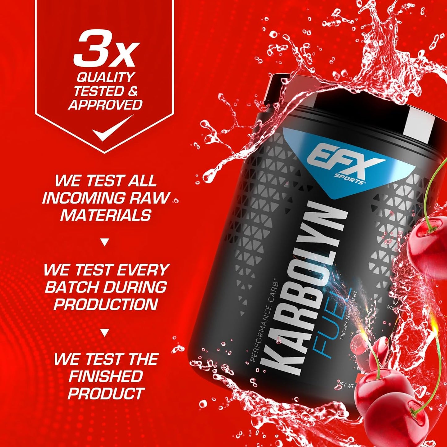 EFX Sports Karbolyn Fuel Cherry Bomb - Fast-Absorbing Carbohydrate Powder for Carb Loading, Energy, and Recovery - 19 Servings