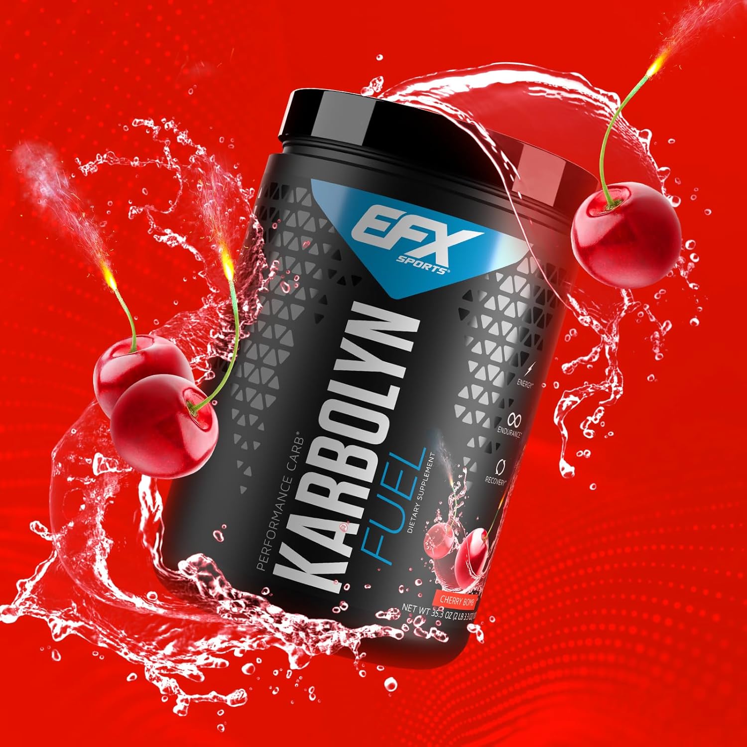 EFX Sports Karbolyn Fuel Cherry Bomb - Fast-Absorbing Carbohydrate Powder for Carb Loading, Energy, and Recovery - 19 Servings