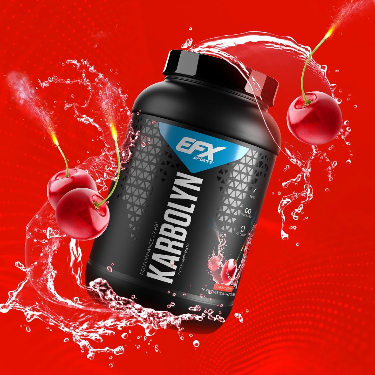 EFX Sports Karbolyn Fuel: Cherry Bomb Carbohydrate Powder for Carb Load, Energy, Recovery - 37 Servings