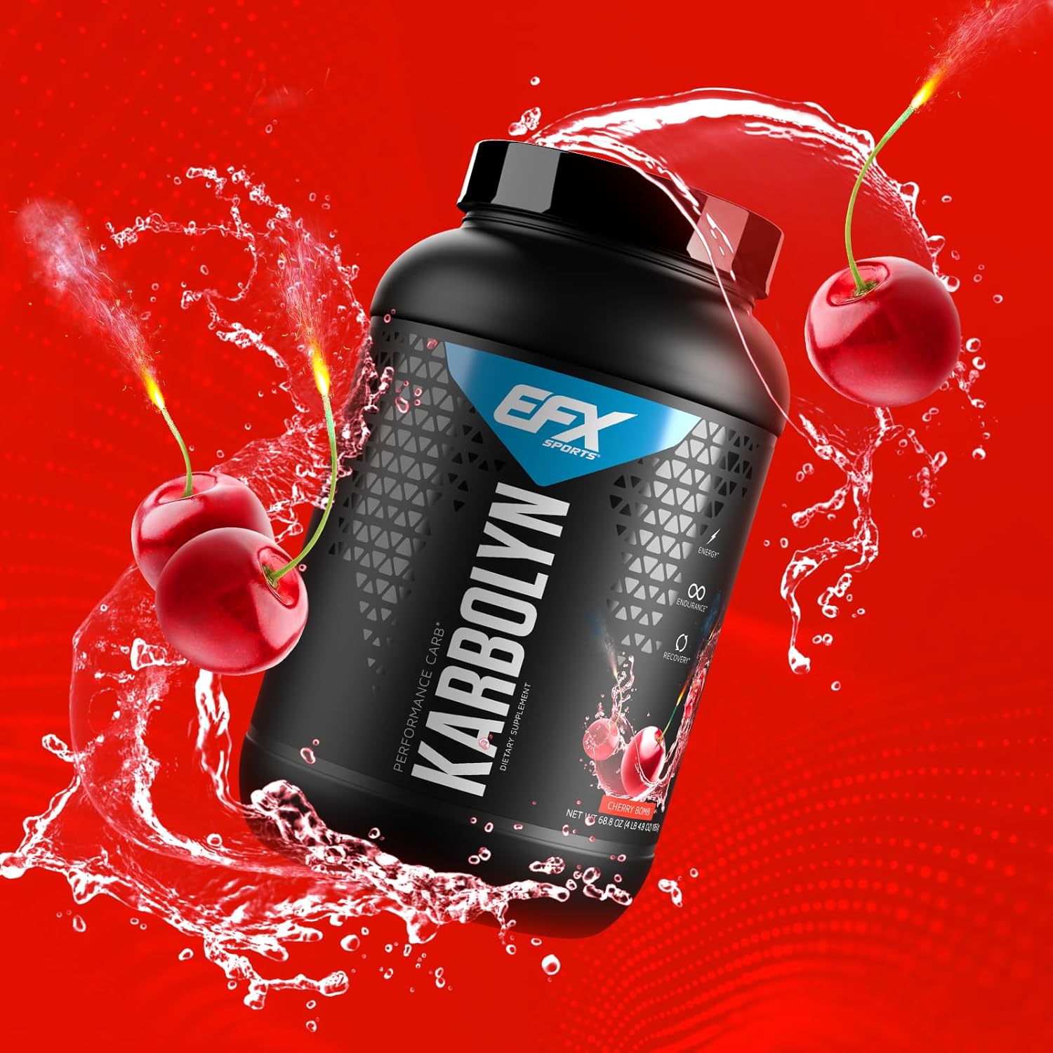 EFX Sports Karbolyn Fuel: Cherry Bomb Carbohydrate Powder for Carb Load, Energy, Recovery - 37 Servings