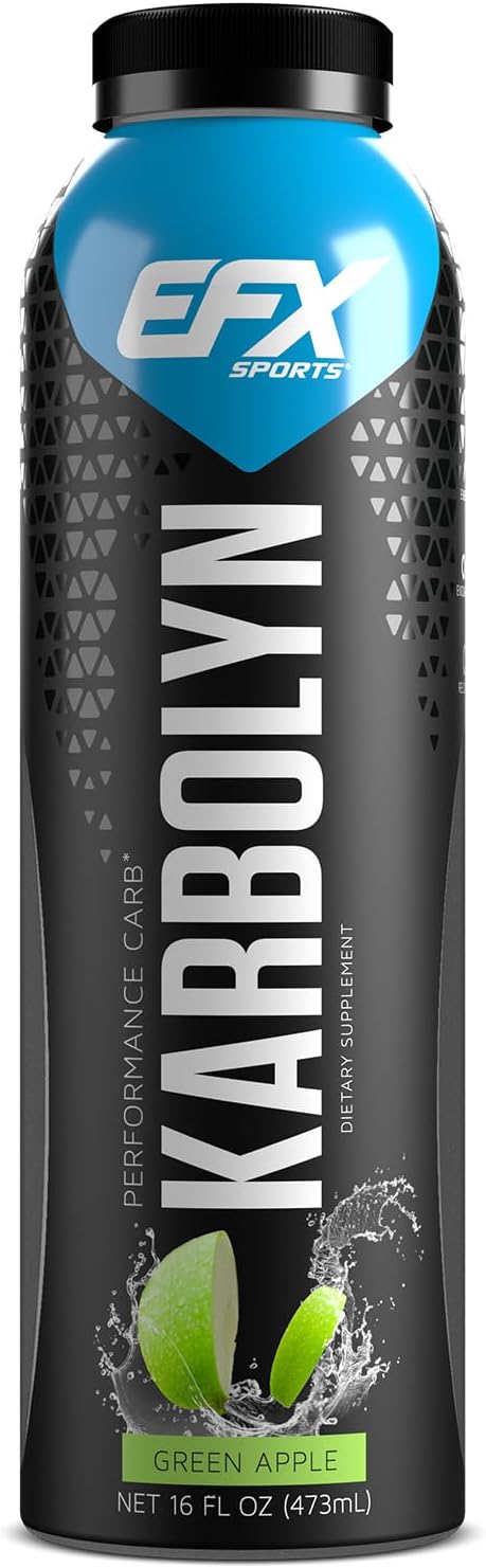 EFX Sports Karbolyn Fuel Drink - Carb Load for Sustained Energy | Pre, Intra, Post Workout | Green Apple Flavor | 12 Pack