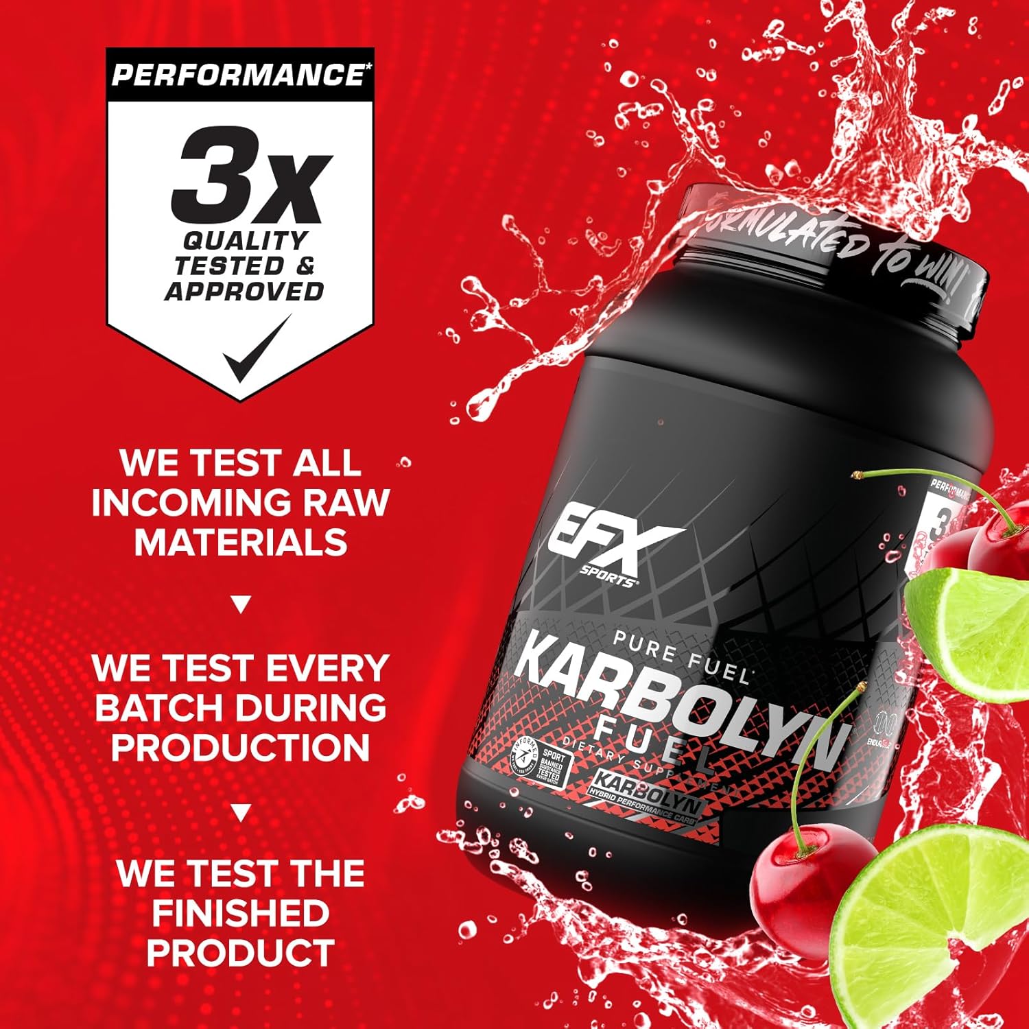 EFX Sports Karbolyn Fuel: Fast-Absorbing Carb Powder for Carb Loading & Sustained Energy - Cherry Limeade, 37 Servings