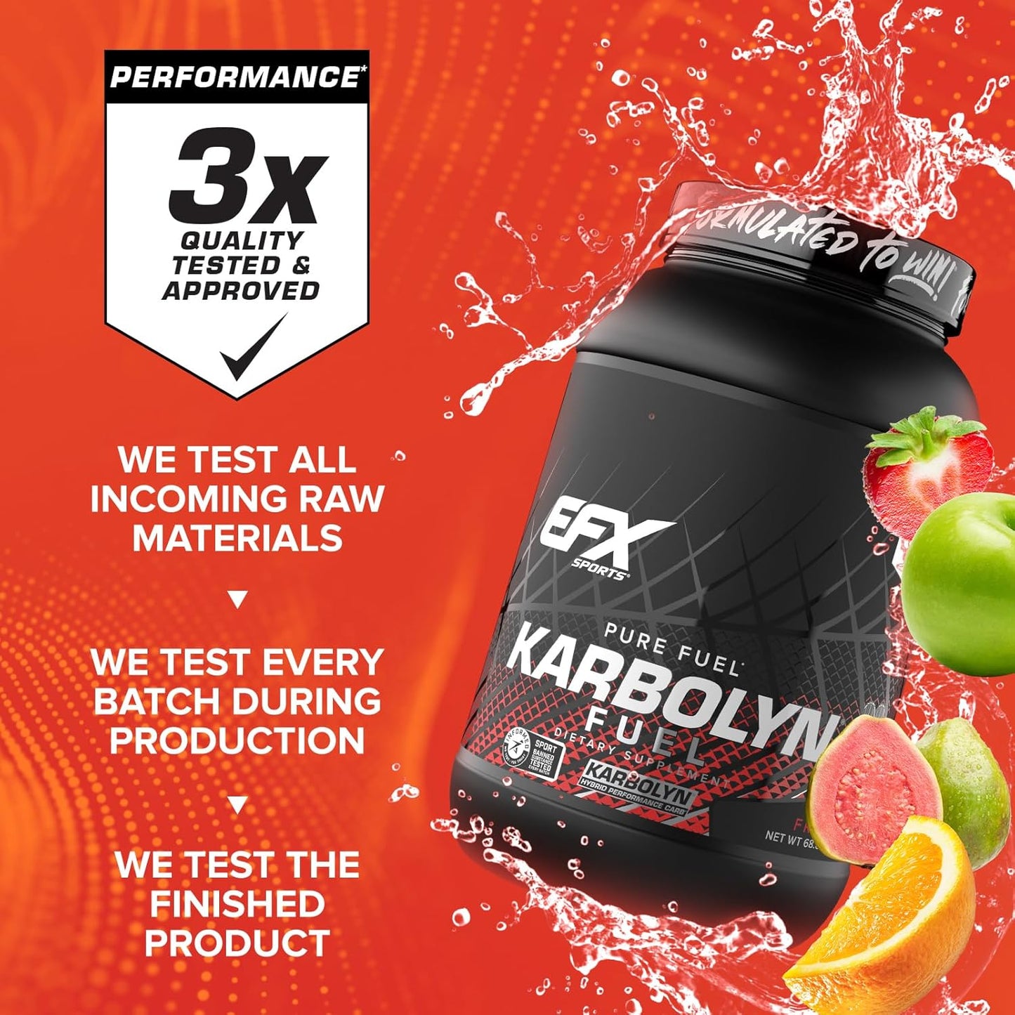 EFX Sports Karbolyn Fuel: Fast-Absorbing Carb Powder for Energy & Recovery - Fruit Punch Flavor - 36 Servings