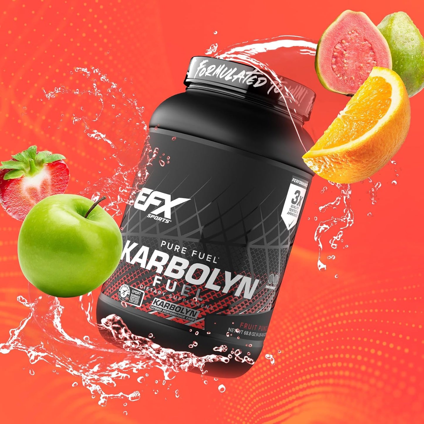 EFX Sports Karbolyn Fuel: Fast-Absorbing Carb Powder for Energy & Recovery - Fruit Punch Flavor - 36 Servings