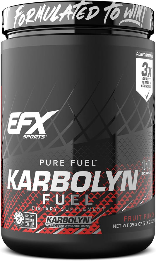 EFX Sports Karbolyn Fuel: Fast-Absorbing Carbohydrate Powder for Carb Loading, Sustained Energy, and Quick Recovery - Fruit Punch Flavor - 18 Servings