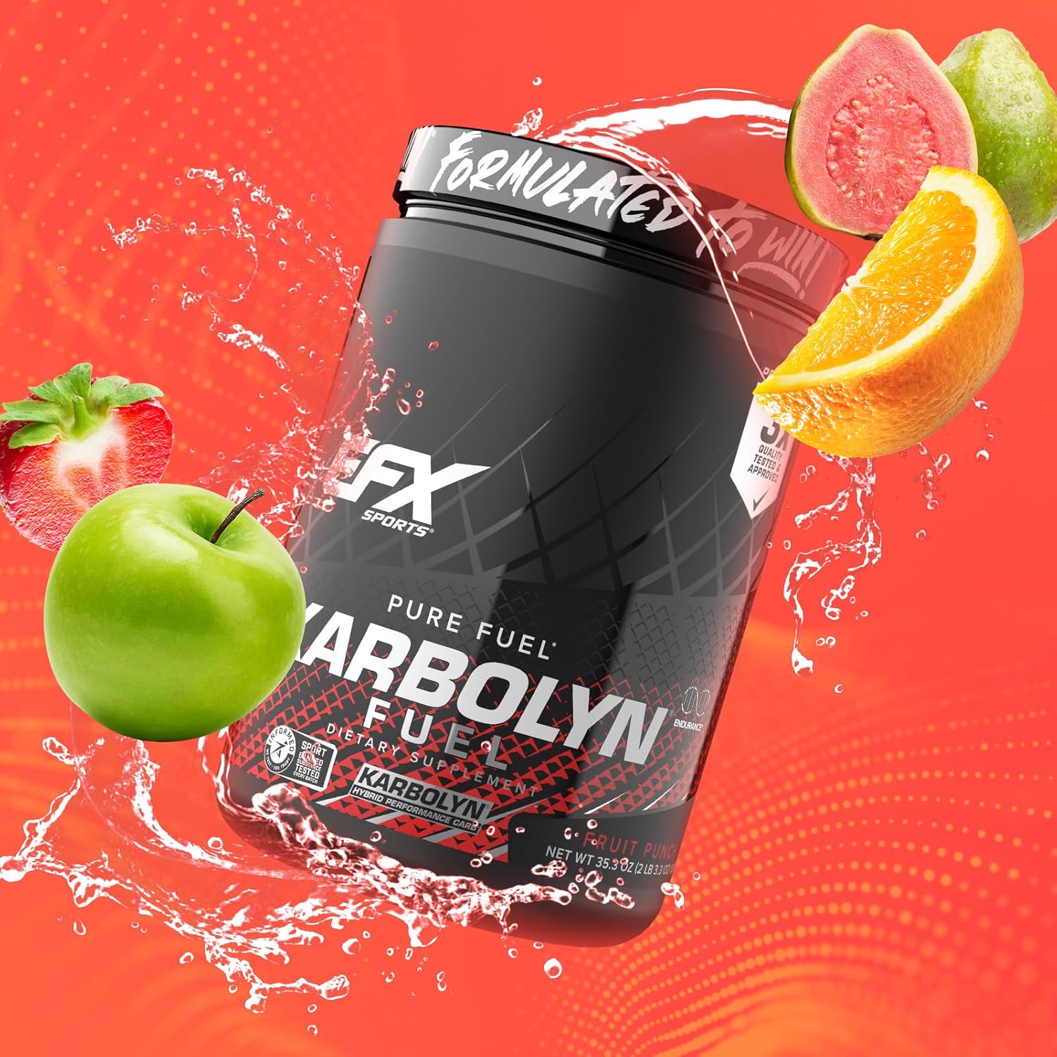 EFX Sports Karbolyn Fuel: Fast-Absorbing Carbohydrate Powder for Carb Loading, Sustained Energy, and Quick Recovery - Fruit Punch Flavor - 18 Servings