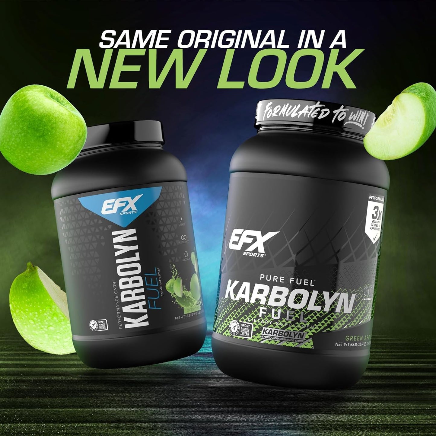 EFX Sports Karbolyn Fuel Green Apple Powder - Fast-Absorbing Carb Load for Sustained Energy & Recovery - 35 Servings