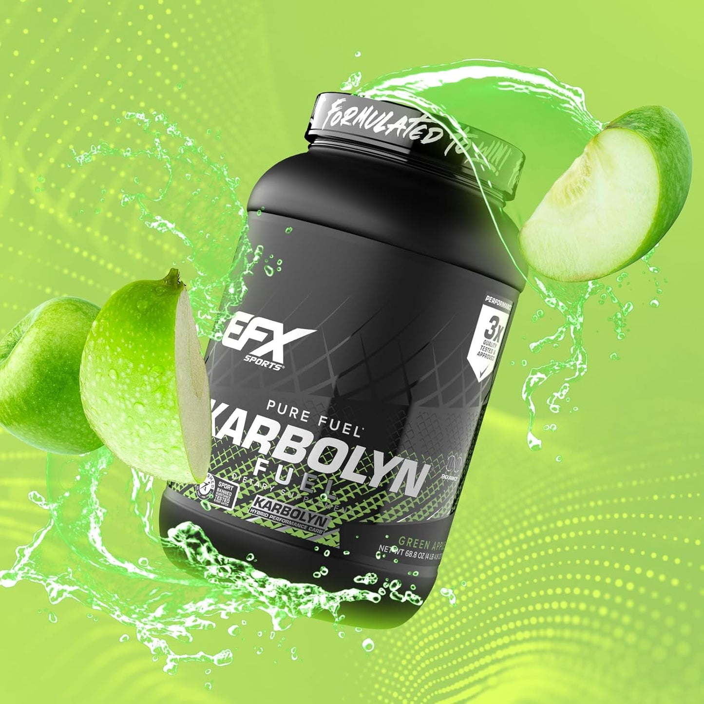 EFX Sports Karbolyn Fuel Green Apple Powder - Fast-Absorbing Carb Load for Sustained Energy & Recovery - 35 Servings
