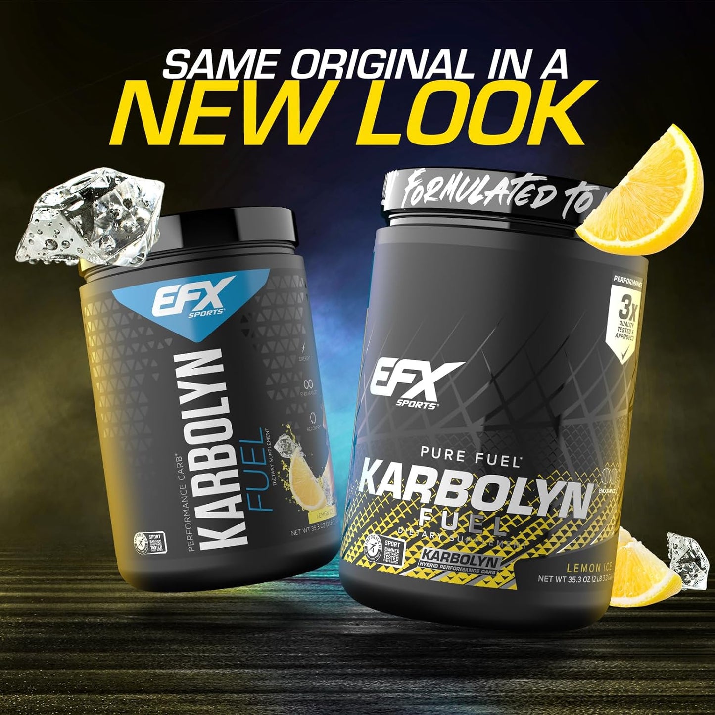 EFX Sports Karbolyn Fuel Lemon Ice - Fast-Absorbing Carb Powder for Energy & Recovery - Stimulant Free - 18 Servings