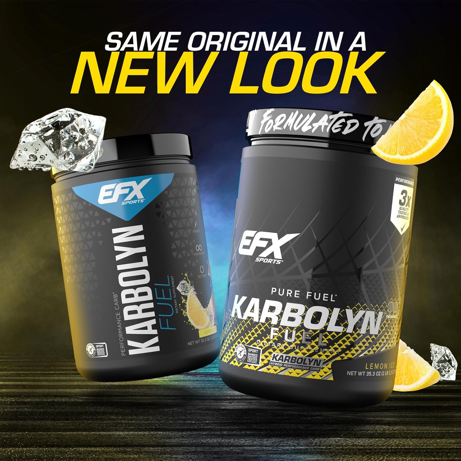 EFX Sports Karbolyn Fuel Lemon Ice - Fast-Absorbing Carb Powder for Energy & Recovery - Stimulant Free - 18 Servings