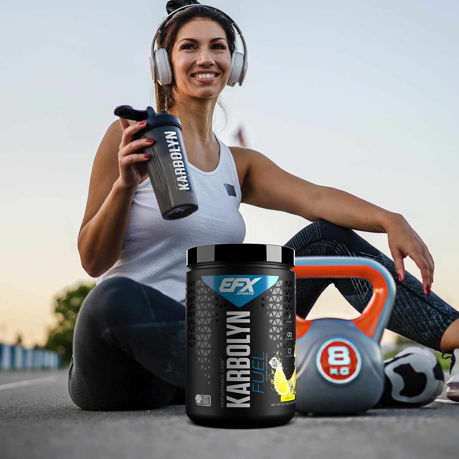 EFX Sports Karbolyn Fuel Lemon Ice - Fast-Absorbing Carb Powder for Energy & Recovery - Stimulant Free - 18 Servings