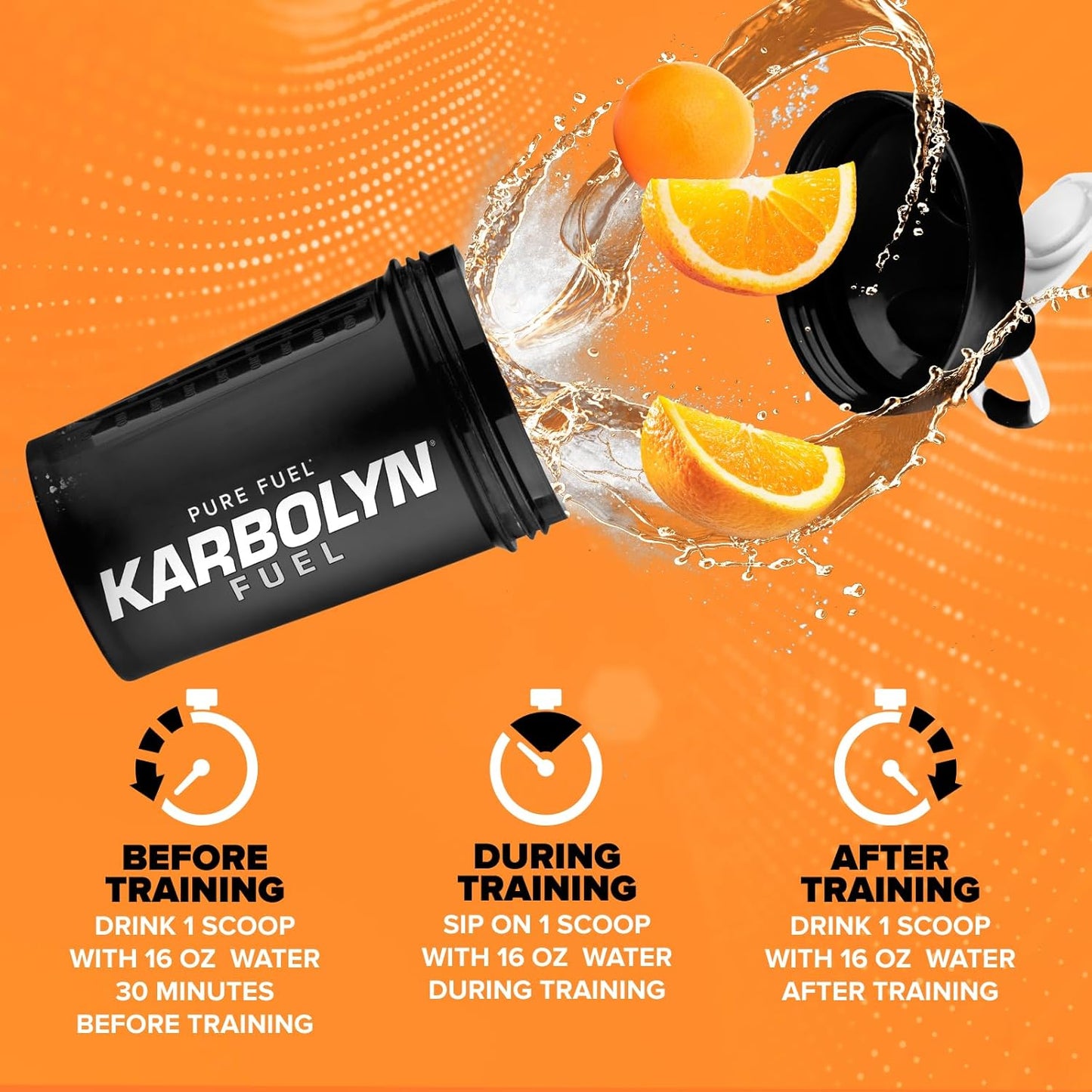 EFX Sports Karbolyn Fuel Powder - Fast-Absorbing Carbs for Energy & Recovery - Orange Flavor, 18 Servings