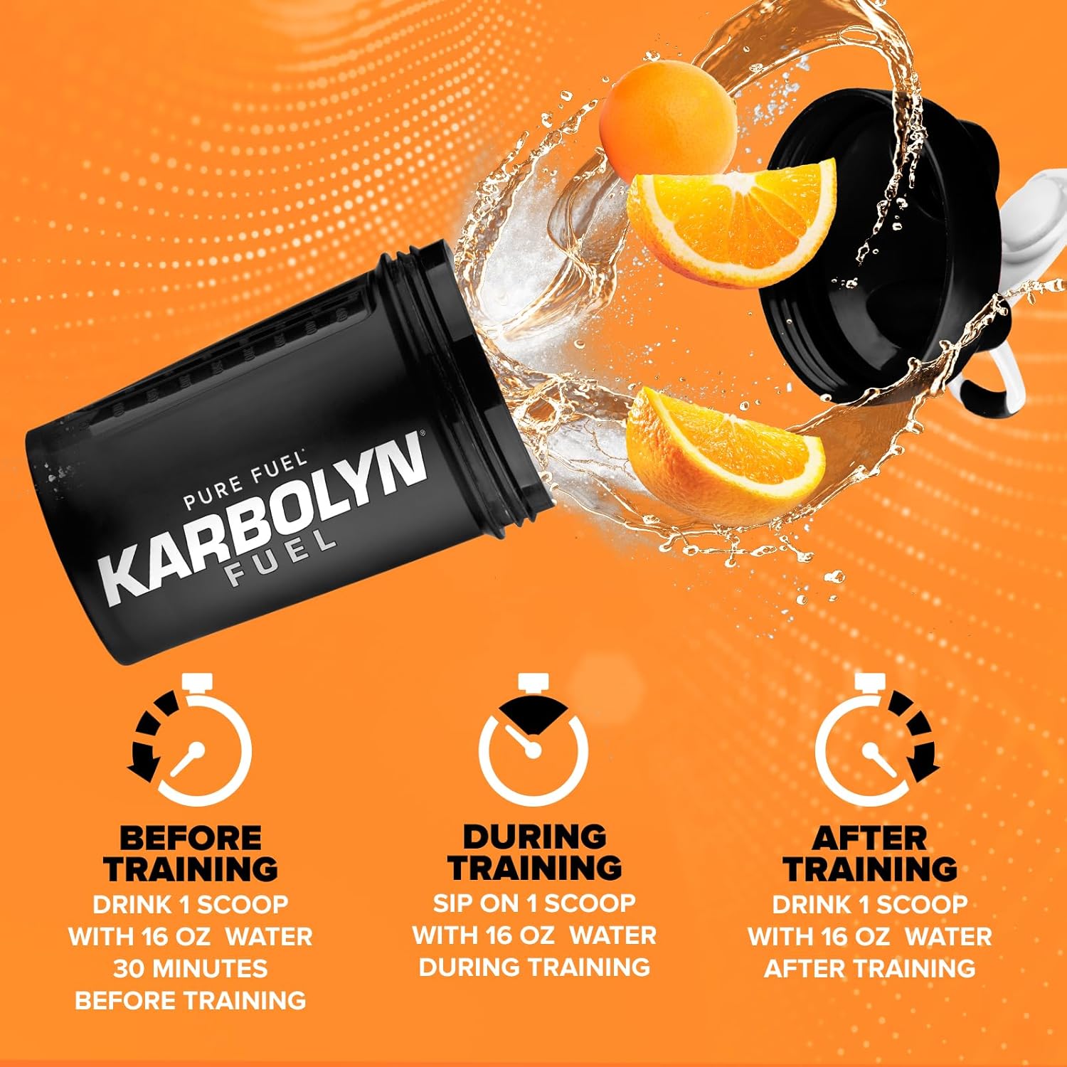 EFX Sports Karbolyn Fuel Powder - Fast-Absorbing Carbs for Energy & Recovery - Orange Flavor, 18 Servings