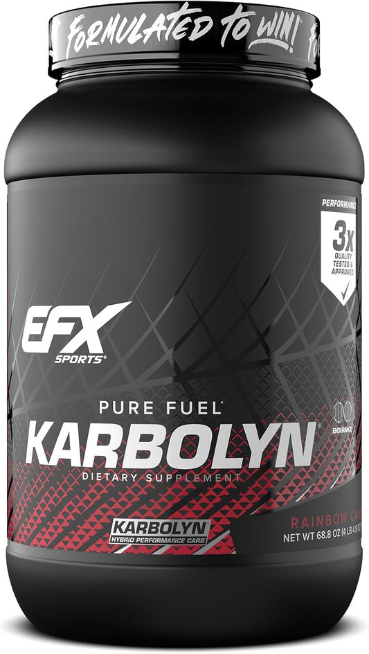 EFX Sports Karbolyn Fuel: Rainbow Candy Flavor - Fast-Absorbing Carb Powder for Energy & Recovery - 35 Servings
