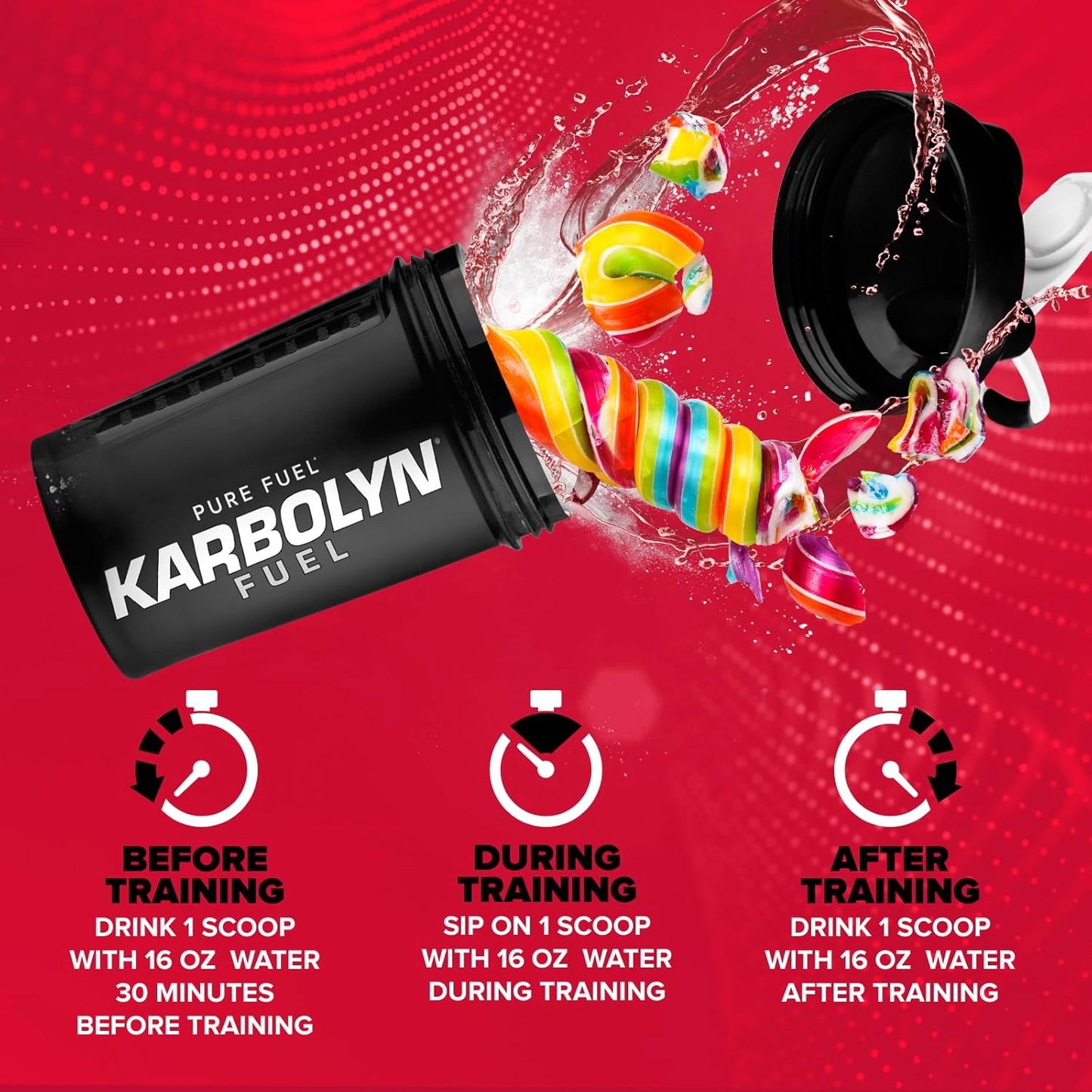 EFX Sports Karbolyn Fuel: Rainbow Candy Flavor - Fast-Absorbing Carb Powder for Energy & Recovery - 35 Servings