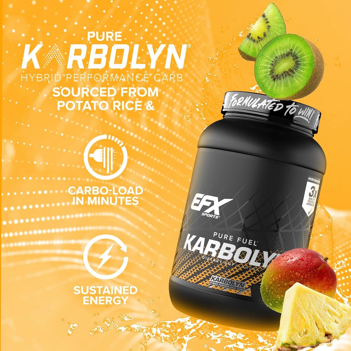 EFX Sports Karbolyn Fuel Tropical Storm - Fast-Absorbing Carb Powder for Energy & Recovery - 37 Servings